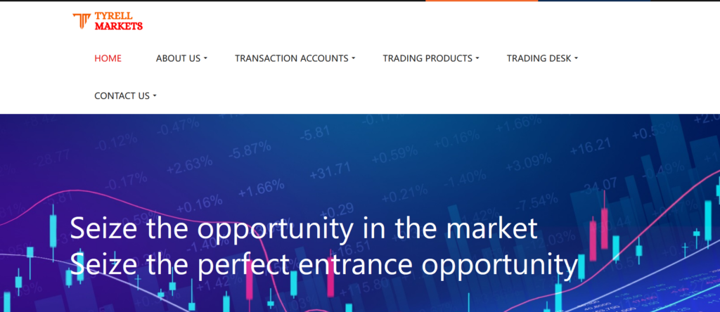 Tyrell-Markets.com scam website homepage screenshot
