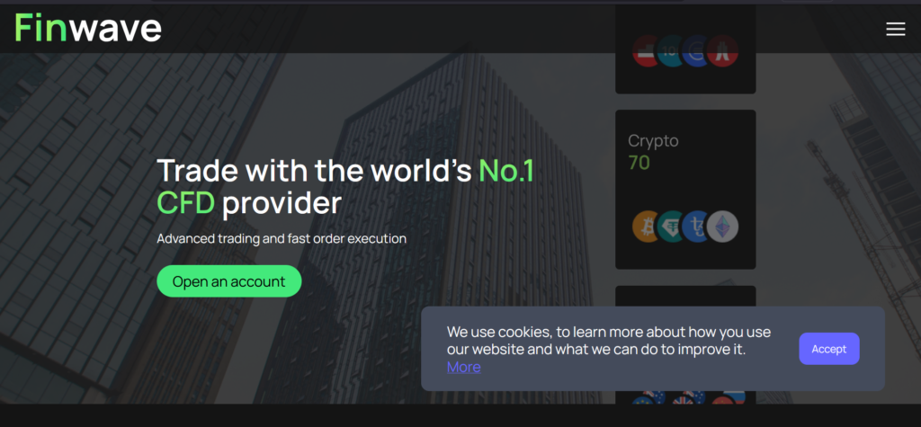 Finwave.group scam website homepage screenshot