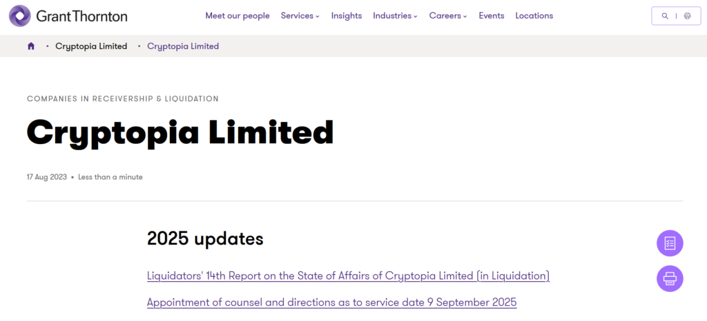 Cryptopia.co.nz scam website overview