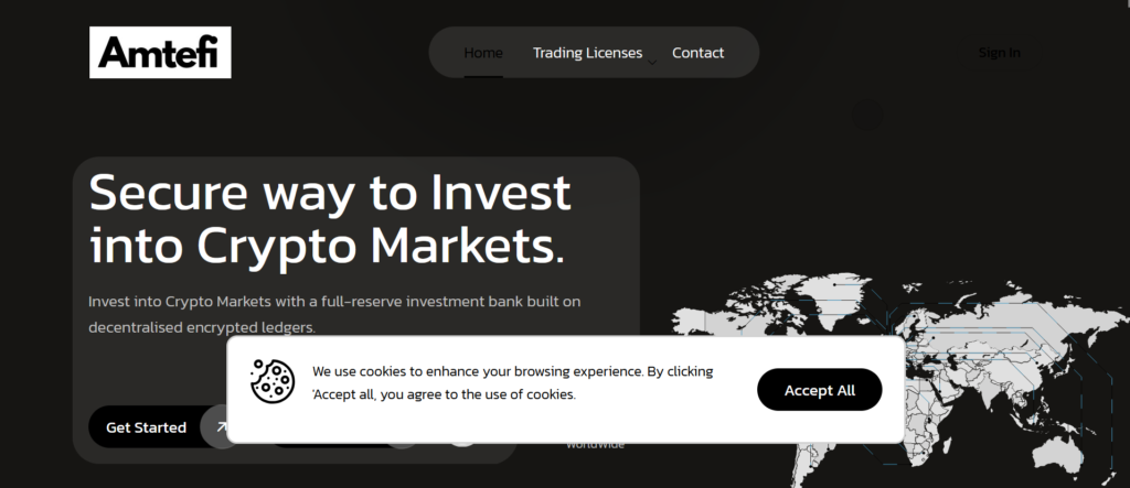 Amtefi.com scam website screenshot reviewed for potential fraudulent activity