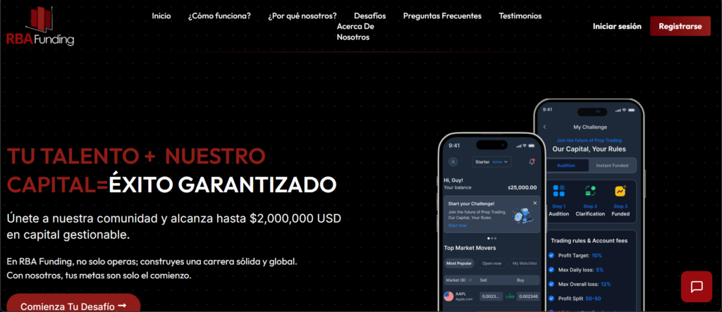 rbafunding.com scam platform home page
