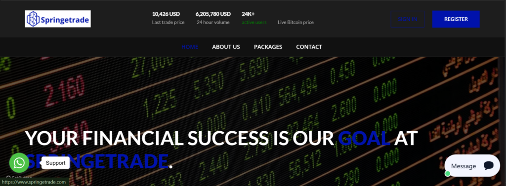 springetrade.com scam review warning showing high-risk crypto and forex investment platform alert