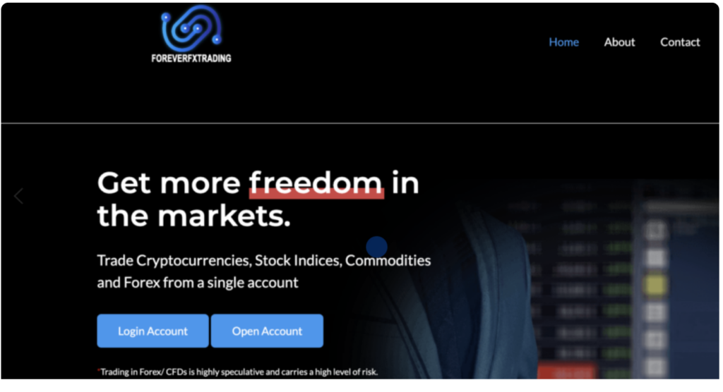 Foreverfxtrading.com scam warning review showing crypto trading risk alert and FCA unauthorised investment platform warning