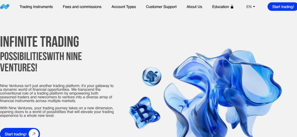 Nine-ventures.com scam warning review showing crypto trading risk alert and FCA unauthorised investment platform warning