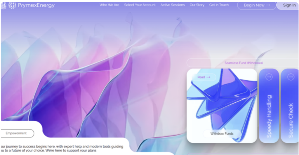 Prymexenergy.com scam homepage