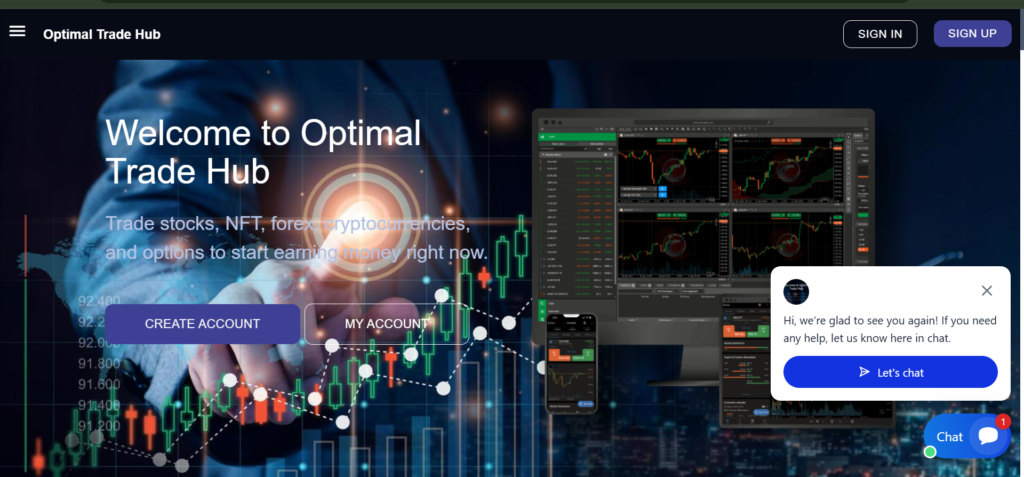 optimaltradehub.com scam warning showing crypto investment risk and FCA unauthorised trading platform alert