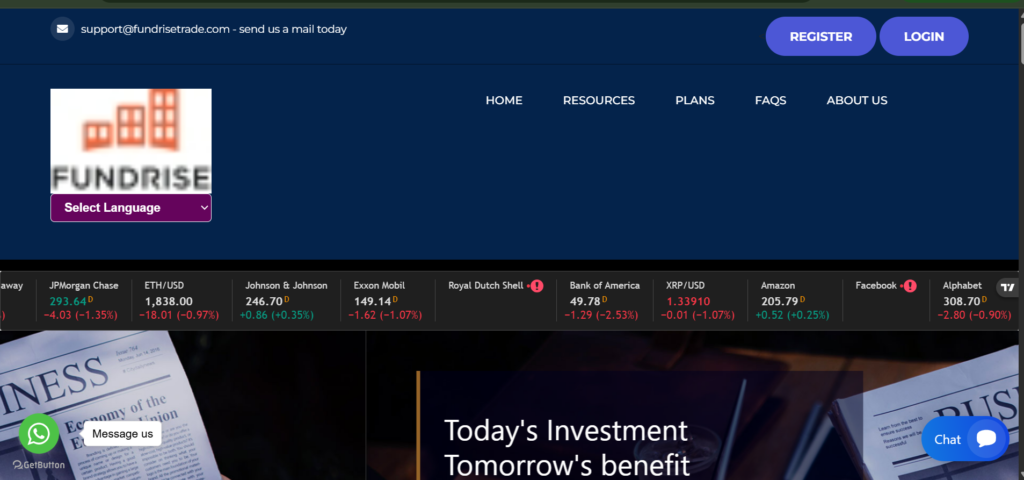 Fundrisetrade.com scam warning showing FCA unauthorised investment platform and crypto trading risk alert