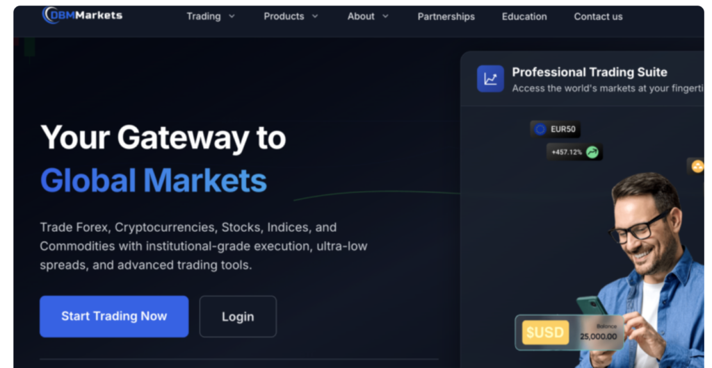 Dbmmarkets.com homepage